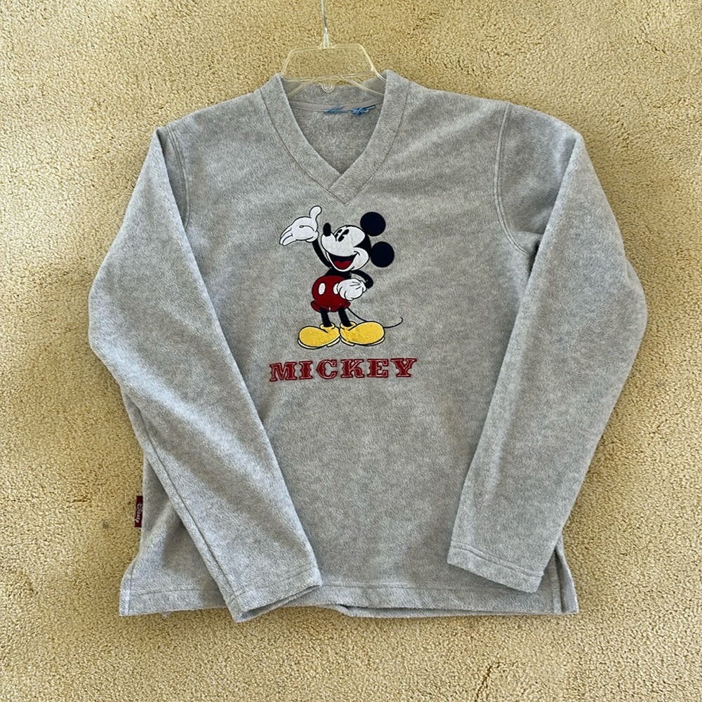 Authentic v-neck Disney classic Mickey Mouse fleece, size L. Thick, soft, warm!